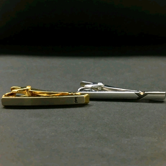 Yves Saint Laurent Other - Yves Saint Laurent Gold & Silver Tie Clips Set (SET OF 2)(VERY GOOD)✨️🤍✨️